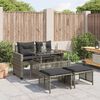 vidaXL 4-tlg. Garten-Sofagarnitur mit Kissen Grau Poly Rattan Glas
