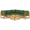 vidaXL 6-tlg. Garten-Lounge-Set mit Gr&uuml;nen Kissen Massivholz