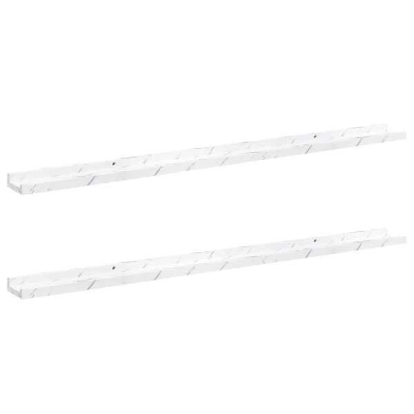 vidaXL Wandregal 2 pcs Wei&szlig; Marmor 115 x 9 x 3 cm Holzwerkstoff