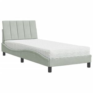 vidaXL Bett mit Matratze "Hanko" Hellgrau 90x190 cm Samt