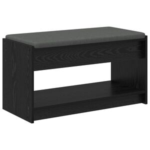 vidaXL Flurbank mit Kissen mit Regal Schwarze Eiche 83 x 38 x 45 cm