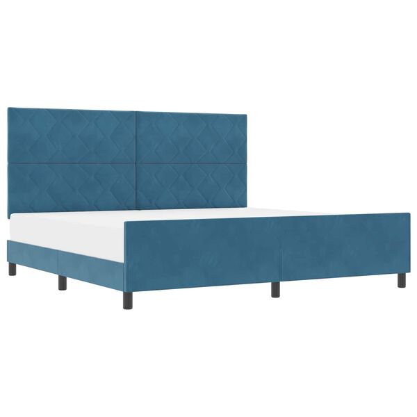 vidaXL Boxspringbett mit Kopfteil Dunkelblau 200 x 200 cm Samt