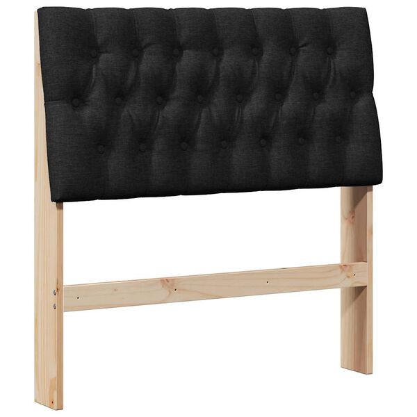vidaXL Gepolstertes Kopfteil Schwarz 90 cm Massives Kiefernholz