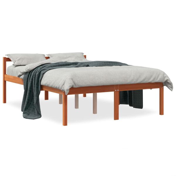 vidaXL Seniorenbett Wachsbraun 120x200 cm Massivholz Kiefer