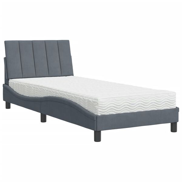 vidaXL Bett mit Matratze "Hanko" Dunkelgrau 80x200 cm Samt