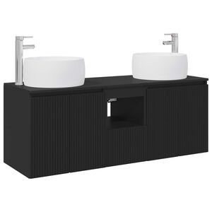 vidaXL Badezimmerschrank-Set 3 stk. Schwarz 49,5 x 44,5 x 66 cm