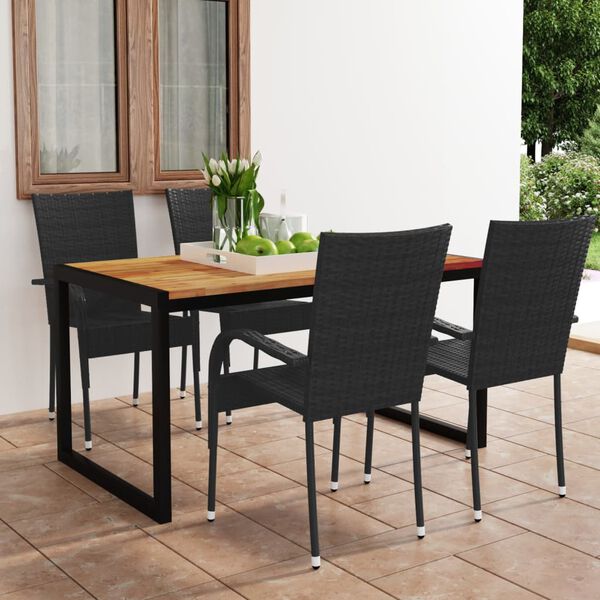 vidaXL 5-tlg. Garten-Essgruppe Schwarz