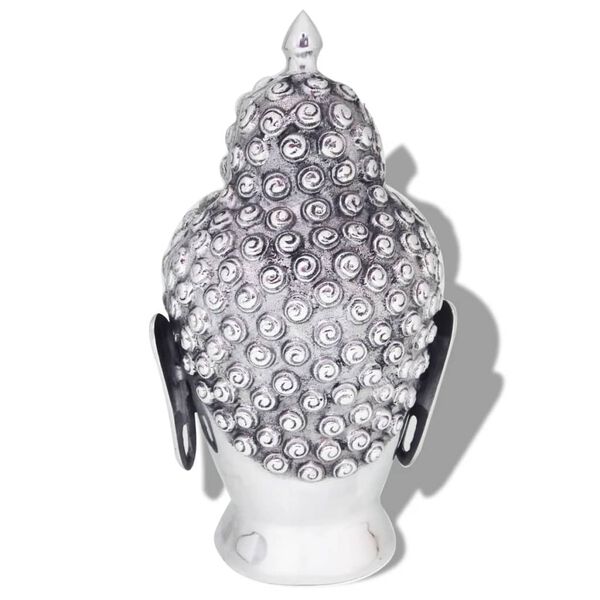 vidaXL Buddha Kopf Dekoration Aluminium Silbern