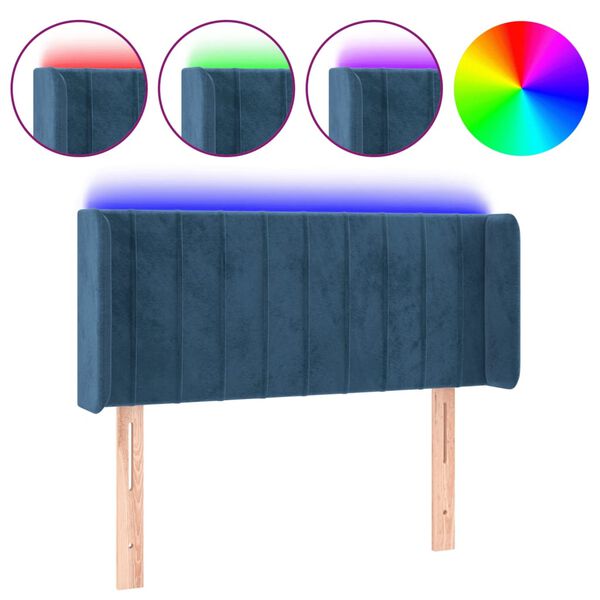 vidaXL LED Kopfteil Dunkelblau 93x16x78/88 cm Samt