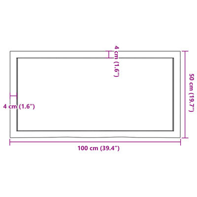 vidaXL Tischplatte 100x50x(2-6) cm Massivholz Eiche Unbehandelt