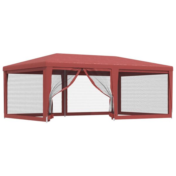 vidaXL Partyzelt mit 6 Mesh-Seitenw&auml;nden Rot 6x4 m HDPE