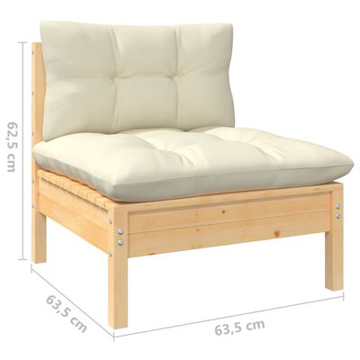 vidaXL 9-tlg. Garten-Lounge-Set mit Creme Kissen Kiefer Massivholz