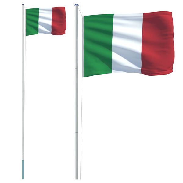 vidaXL Flagge Italiens mit Mast 6,08 m Aluminium