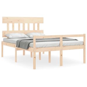 vidaXL Seniorenbett mit Kopfteil Massivholz