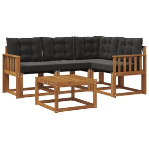 vidaXL Outdoor-Sofagarnitur mit Kissen 5 pcs Nat&uuml;rlich und Schwarz