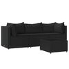 vidaXL 4-tlg. Garten-Lounge-Set mit Kissen Schwarz Poly Rattan