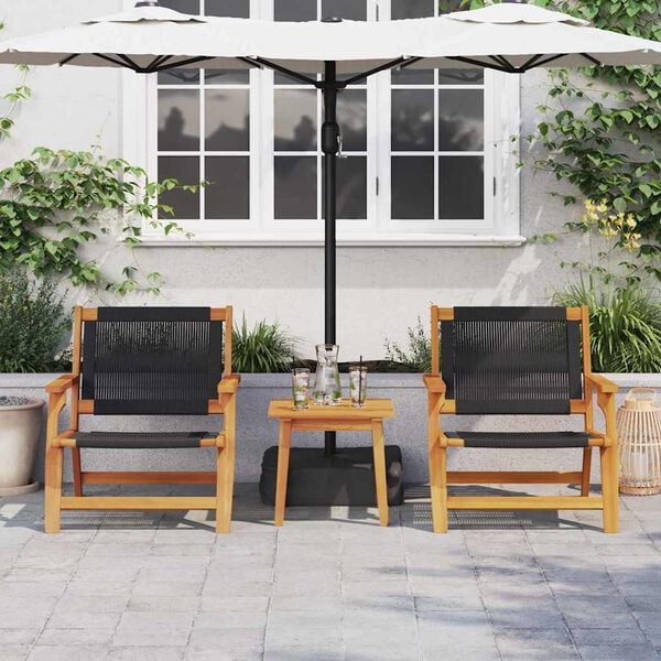 vidaXL Gartenst&uuml;hle mit Tisch 3 pcs Schwarz Massivholz Akazie