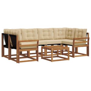 vidaXL Outdoor-Sofagarnitur 7 stk. Natur und Beige