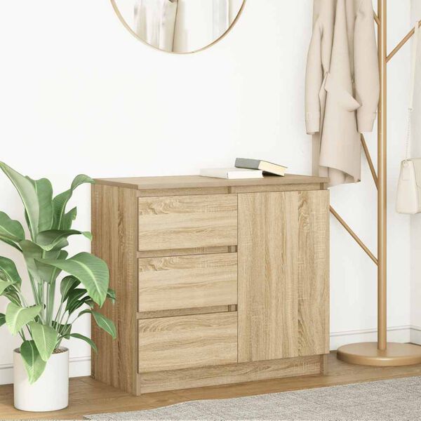 vidaXL Sideboard mit Schublade Sonoma-Eiche 71x35x65 cm Holzwerkstoff