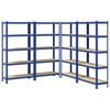 vidaXL Lagerregale mit 5 B&ouml;den 4 Stk. Blau Stahl & Holzwerkstoff