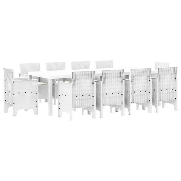 vidaXL Garten Essgruppe 11 pcs Wei&szlig; Polypropylen