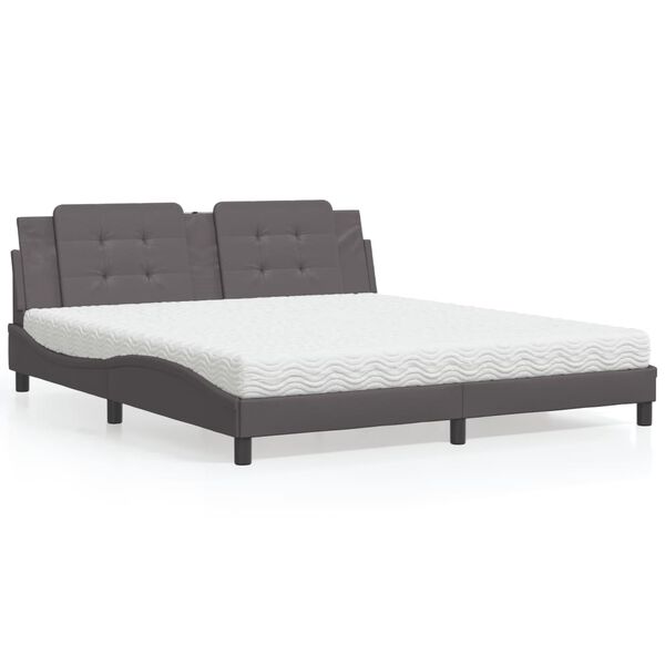 vidaXL Bett mit Matratze "Zadar" Grau 180x200 cm Kunstleder