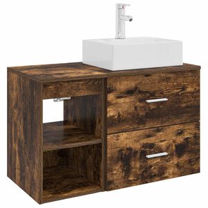 vidaXL Badezimmerm&ouml;bel-Set 2 stk. Ger&auml;ucherte Eiche Holzwerkstoff