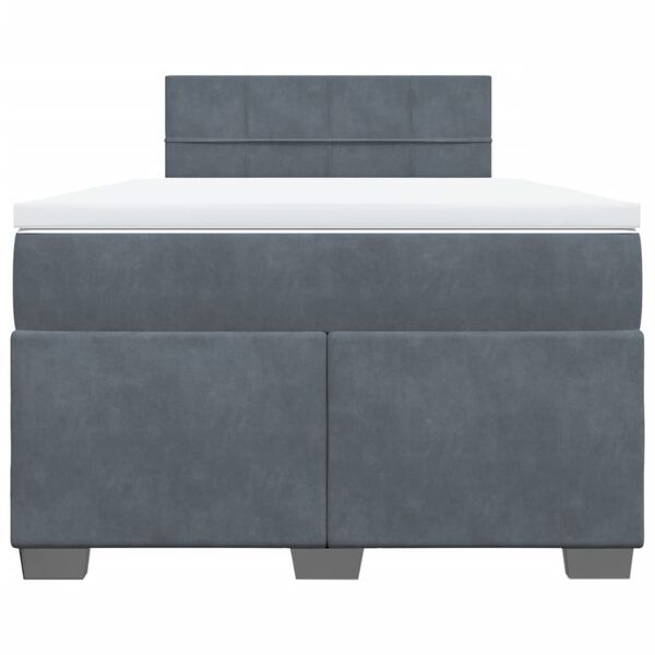 vidaXL Boxspringbett mit Matratze Dunkelgrau 120x200 cm Samt