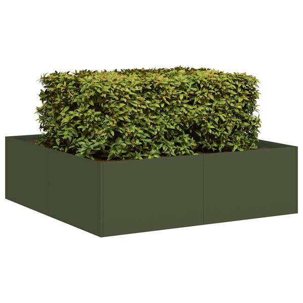 vidaXL Pflanzk&uuml;bel Olivgr&uuml;n 100x100x30 cm Stahl