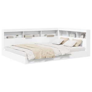 vidaXL B&uuml;cherregal-Bett mit Regal Wei&szlig; 140 x 200 cm Holzwerkstoff