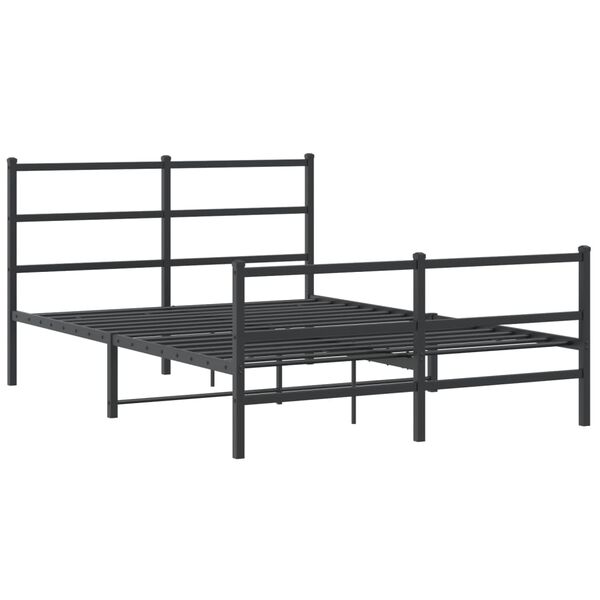vidaXL Bettgestell mit Kopf- und Fu&szlig;teil Metall Schwarz 135x190 cm