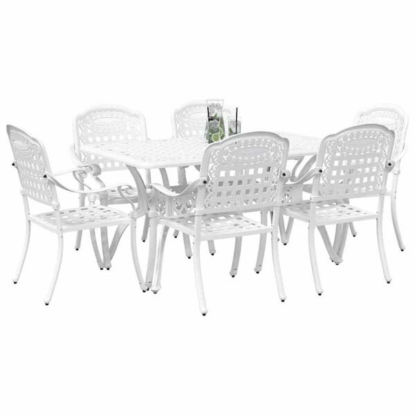 vidaXL Garten Essgruppe 7 pcs Wei&szlig; Aluminium