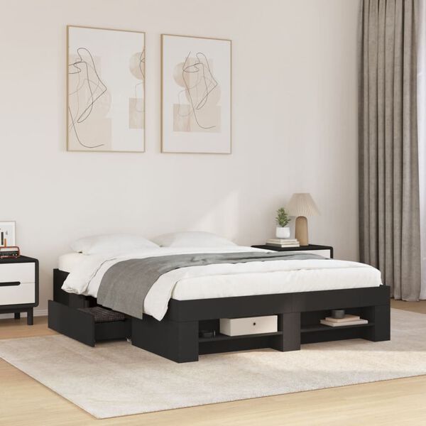 vidaXL Bettgestell Schwarz 140x190 cm Holzwerkstoff