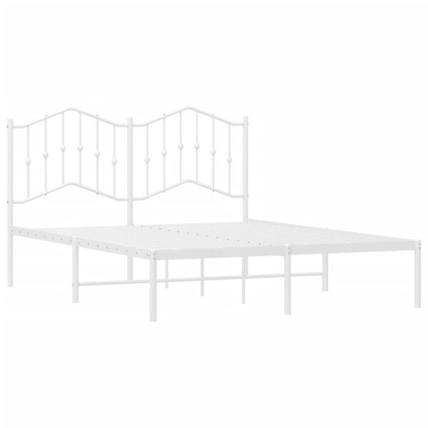 vidaXL Bettgestell mit Kopfteil Metall Wei&szlig; 140x190 cm