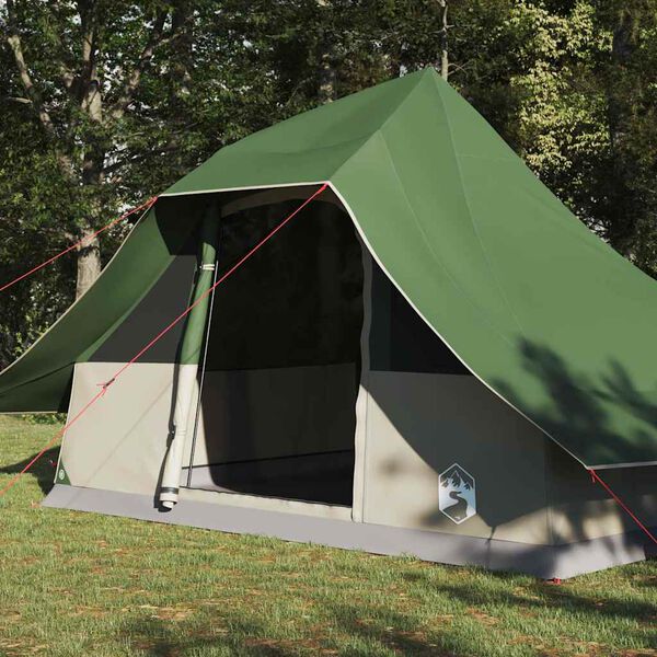 vidaXL Tipi Zelt mit Dach mit Speicher Grün 364 x 281 x 257 cm Taft