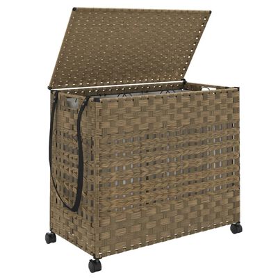 vidaXL Wäschekorb mit Rollen 66x35x60 cm Rattan