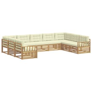 vidaXL Outdoor-Sofagarnitur 9 stk. Wei&szlig; und Creme Massivholz Akazie