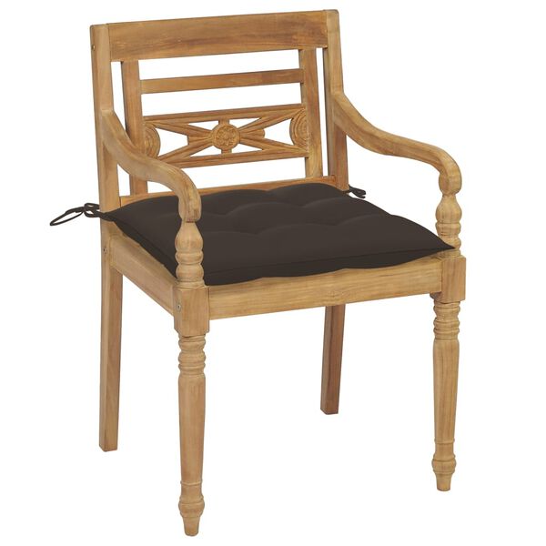 vidaXL Batavia-St&uuml;hle mit Kissen 4 Stk. Massivholz Teak