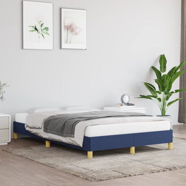 vidaXL Bettgestell ohne Matratze Blau 120x190 cm Stoff