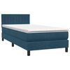 vidaXL Boxspringbett mit Matratze Dunkelblau 90x220 cm Samt
