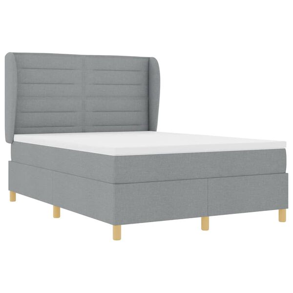 vidaXL Boxspringbett mit Matratze Dunkelgrau 90x190 cm Hellgrau Stoff