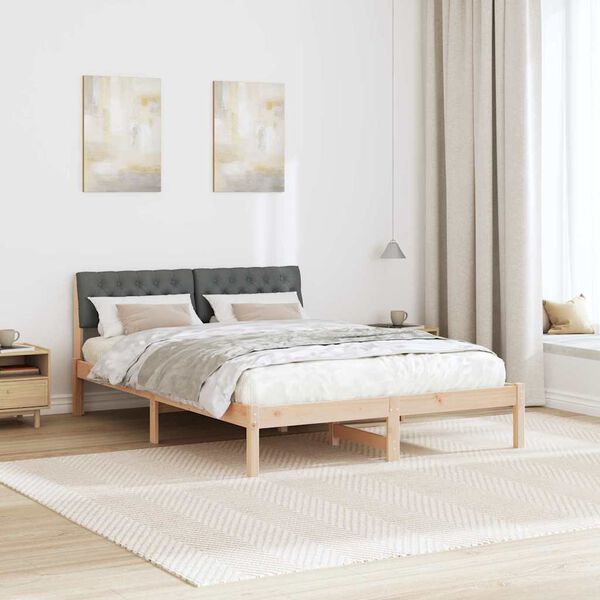 vidaXL Bettgestell Braun und Dunkelgrau 160 x 200 cm Massivholz Kiefer