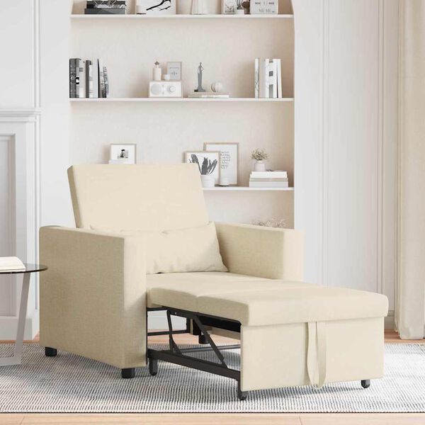 vidaXL Einzel-Schlafsofa mit Rädern Creme 90 x 165 x 87 cm Stoff