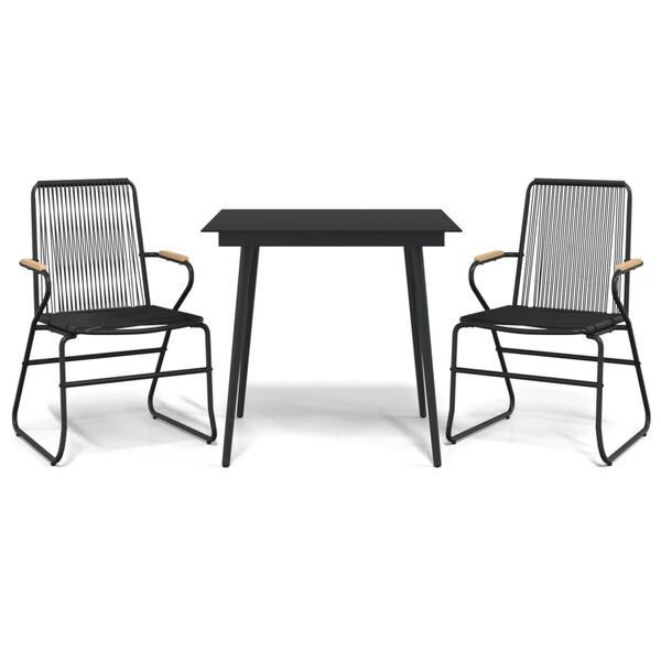 vidaXL 3-tlg. Garten-Essgruppe Schwarz PVC Rattan