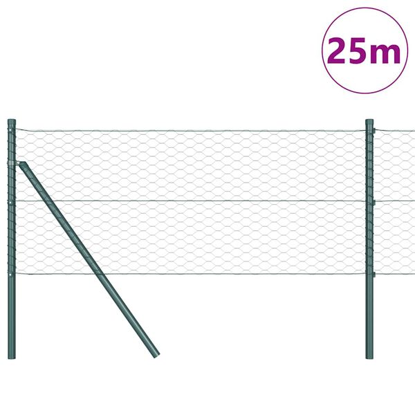 vidaXL Zaunpfosten Grün 25 x 0,6 m (36 mm Maschen) Stahl und PVC