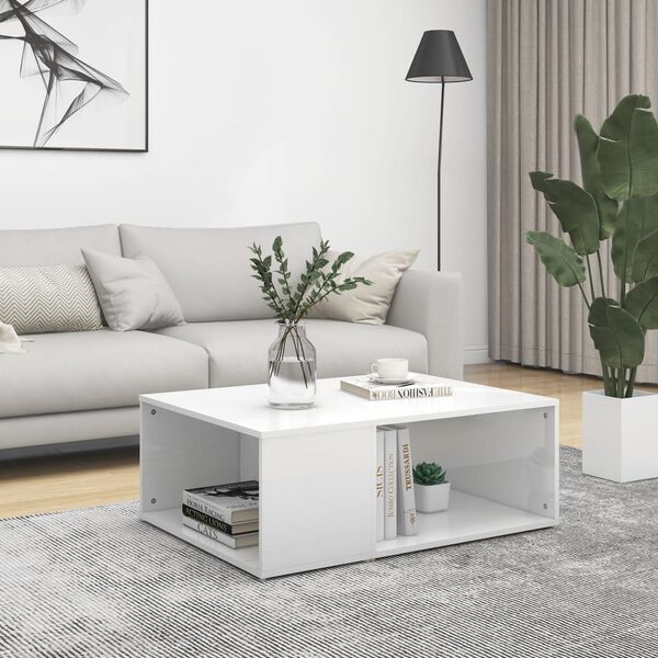 vidaXL Couchtisch Hochglanz-Weiß 90x67x33 cm Holzwerkstoff