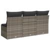 vidaXL Gartensofa mit Kissen 3-Sitzer Grau Poly Rattan