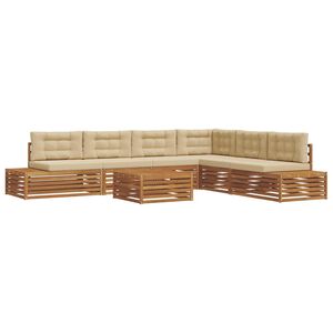 vidaXL 8 stk. Outdoor-Sofagarnitur Massives Akazienholz und Polyester