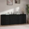 vidaXL Sideboard Schwarz 210x35x80 cm Massivholz Kiefer
