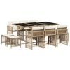 vidaXL 11-tlg. Garten-Essgruppe mit Kissen Beige Poly Rattan